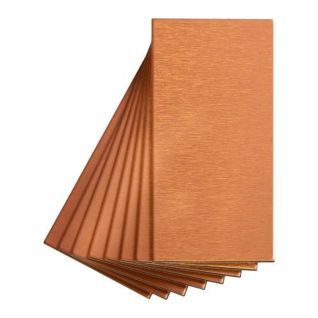 Acoustic Ceiling Products Aspect Short Grain 3in X 6in Brushed Copper Metal Decorative Wall Tile, 8 Pack - A53-52
